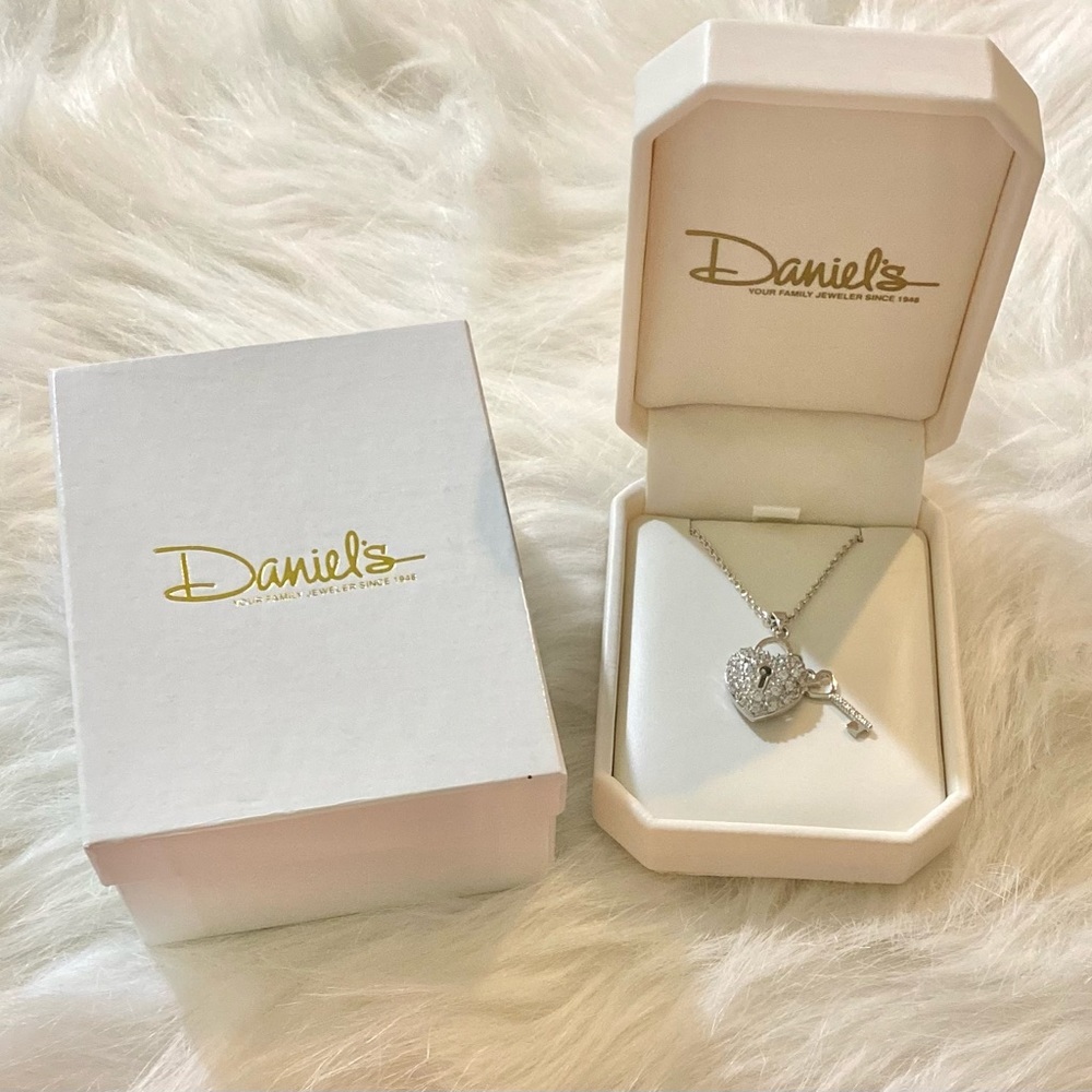 Key To My Heart Sterling Silver, Diamond Encrusted Pendant and Necklace